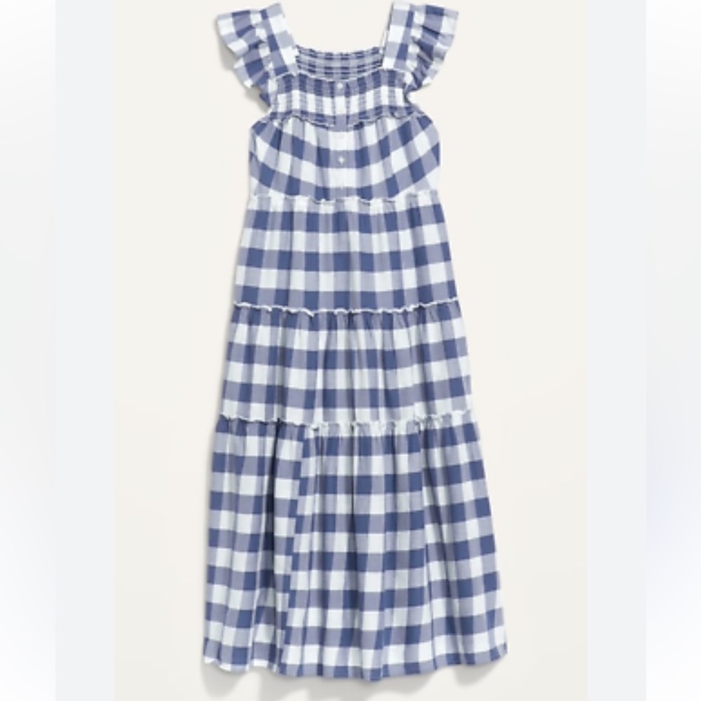 Old Navy Blue and White Checkered Maxi Dress